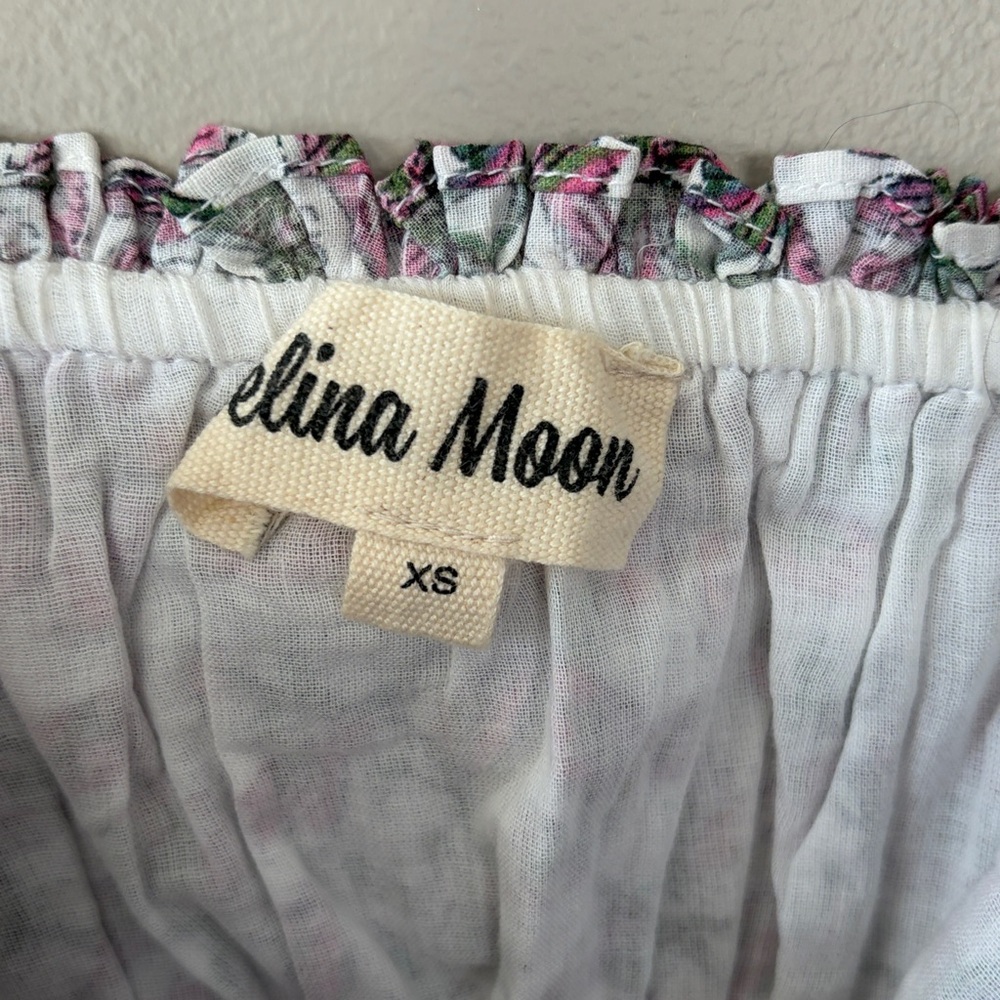 Celina Moon Floral Cotton Mini Dress Size XS White Pink Green - Picture 5 of 10